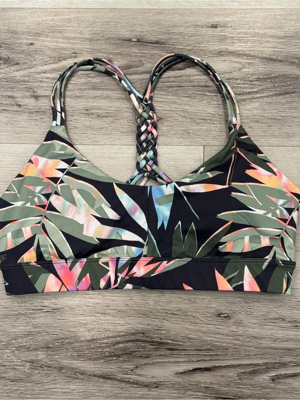JOYLAB Tropical Print Sports Bra with Braided Straps Women’s Medium EUC